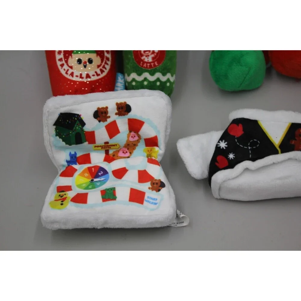 Bark Box Dog Toy Christmas Lot Of 7 Gnomes Candy Land  Coffee Lattes Shirt Small